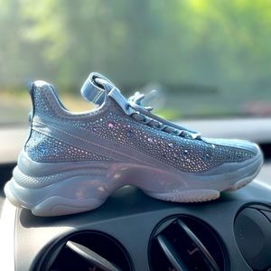 Steve Madden Maxima Baby Blue Sneakers! Rhinestoned